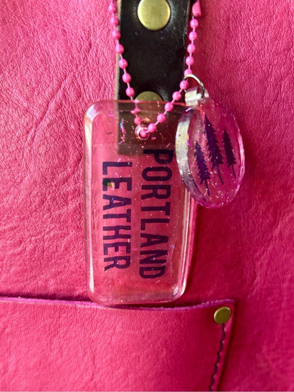 Upcycled Portland Leather Bag Charm - Picture 4 of 7